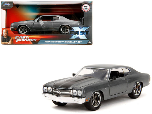 1970 Chevrolet Chevelle SS Gray Metallic with Black Stripes "Fast & Furious" (2009) Movie "Fast & Furious" Series 1/24 Diecast Model Car by Jada by Jada