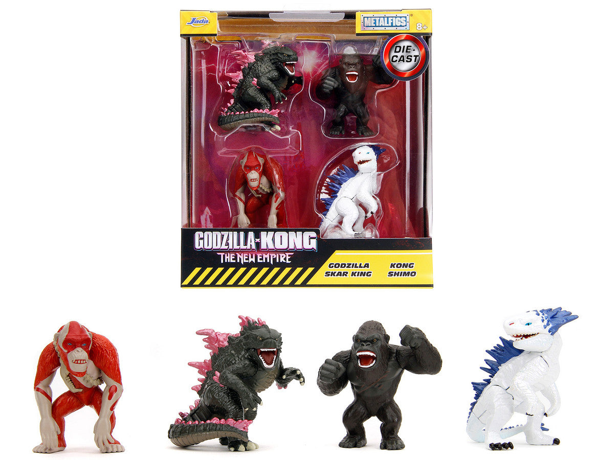 Set of 4 Diecast Figures "Godzilla x Kong: The New Empire" (2024) Movie "Metalfigs" Series Diecast Models by Jada by Jada