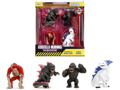 Set of 4 Diecast Figures "Godzilla x Kong: The New Empire" (2024) Movie "Metalfigs" Series Diecast Models by Jada by Jada