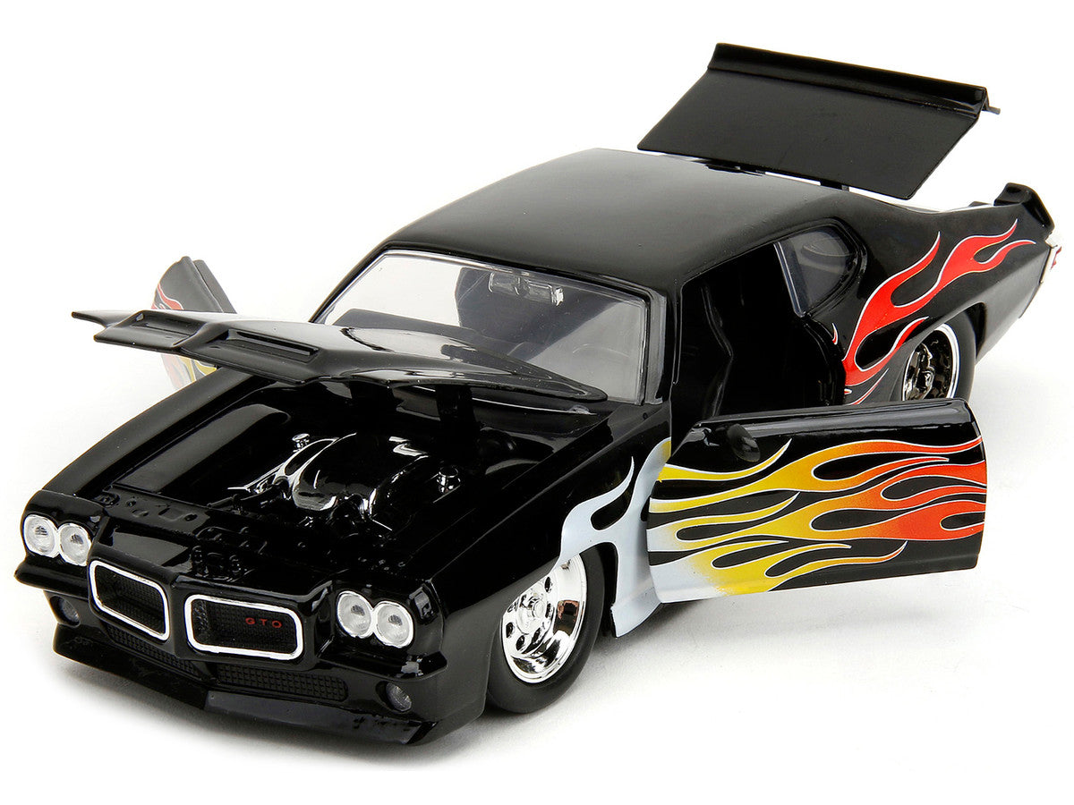 1971 Pontiac GTO Black with Flame Graphics "Bigtime Muscle" Series 1/24 Diecast Model Car by Jada by Jada