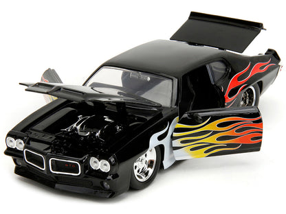 1971 Pontiac GTO Black with Flame Graphics "Bigtime Muscle" Series 1/24 Diecast Model Car by Jada by Jada