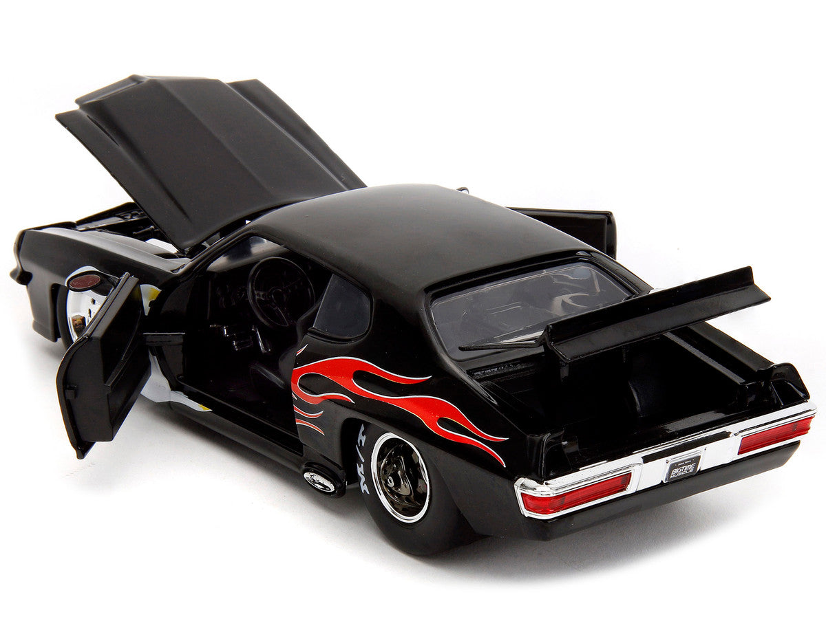1971 Pontiac GTO Black with Flame Graphics "Bigtime Muscle" Series 1/24 Diecast Model Car by Jada by Jada