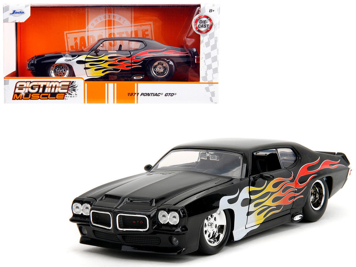1971 Pontiac GTO Black with Flame Graphics "Bigtime Muscle" Series 1/24 Diecast Model Car by Jada by Jada