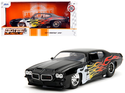 1971 Pontiac GTO Black with Flame Graphics "Bigtime Muscle" Series 1/24 Diecast Model Car by Jada by Jada