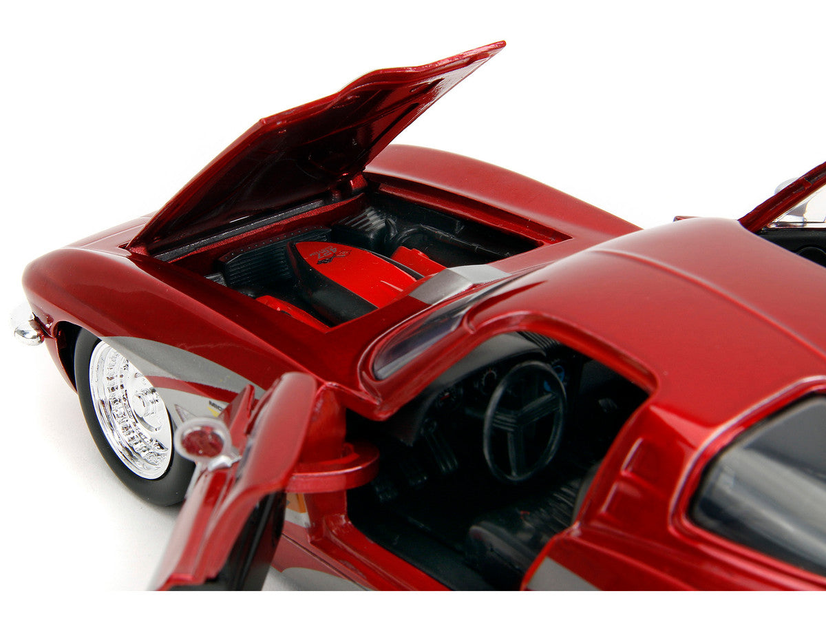1963 Chevrolet Corvette Stingray Red Metallic with Silver Graphics "Bigtime Muscle" Series 1/24 Diecast Model Car by Jada by Jada