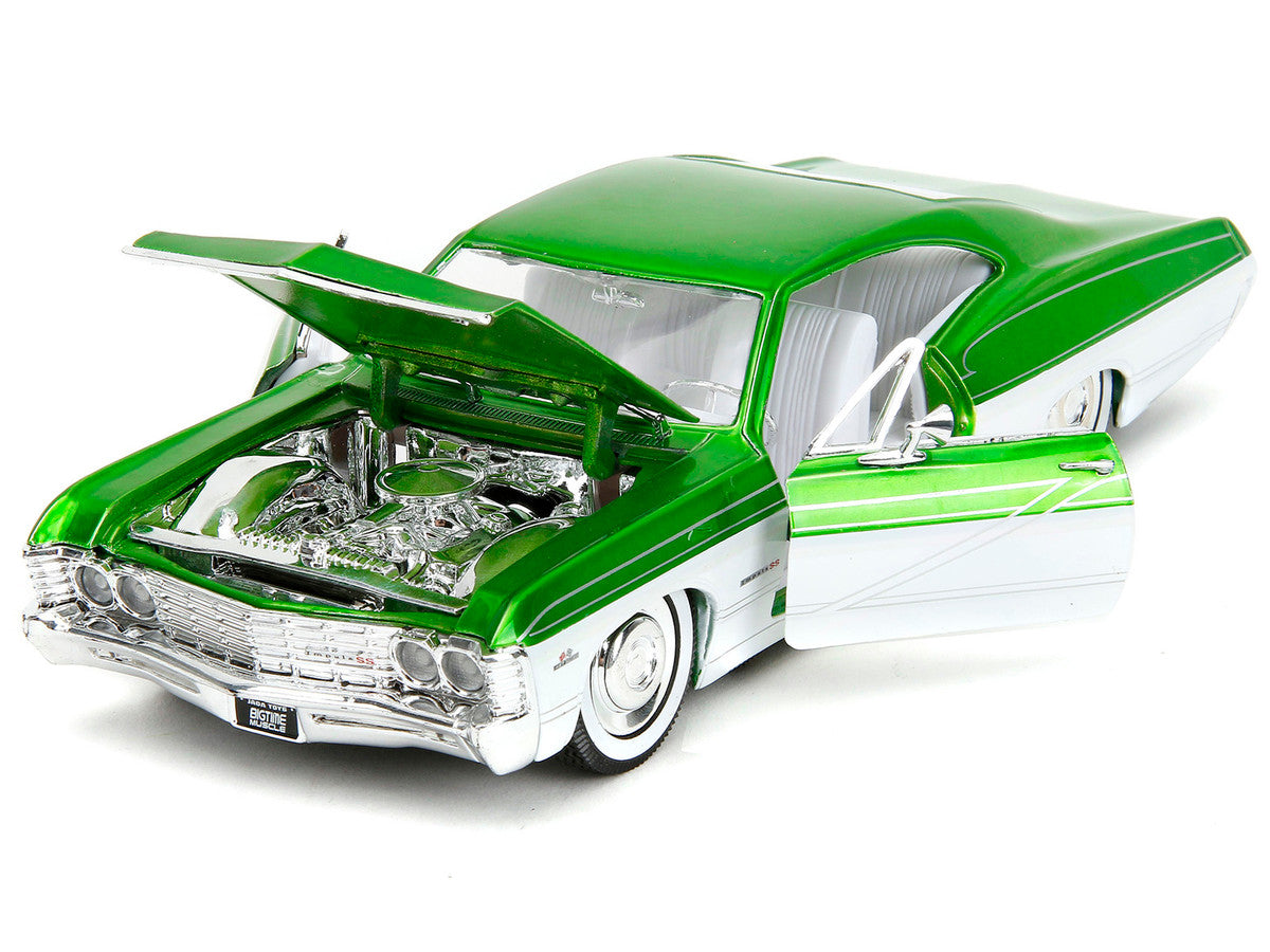 1967 Chevrolet Impala SS Green Metallic and White with White Interior "Bigtime Muscle" Series 1/24 Diecast Model Car by Jada by Jada