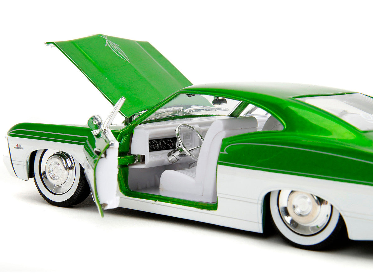 1967 Chevrolet Impala SS Green Metallic and White with White Interior "Bigtime Muscle" Series 1/24 Diecast Model Car by Jada by Jada