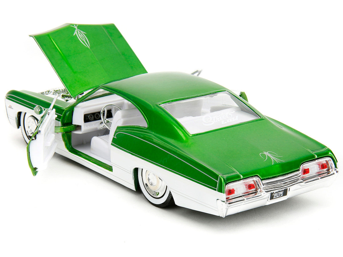 1967 Chevrolet Impala SS Green Metallic and White with White Interior "Bigtime Muscle" Series 1/24 Diecast Model Car by Jada by Jada