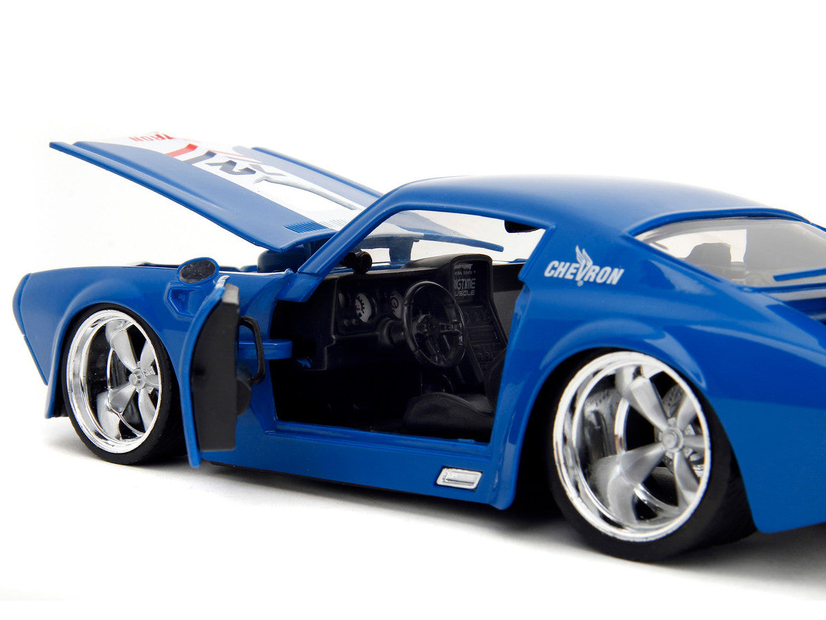 1972 Pontiac Firebird #72 Blue with White Stripe "Chevron" "Bigtime Muscle" Series 1/24 Diecast Model Car by Jada by Jada