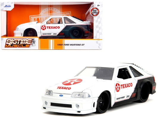 1989 Ford Mustang GT "Texaco" White and Matt Black with Graphics "Bigtime Muscle" Series 1/24 Diecast Model Car by Jada by Jada