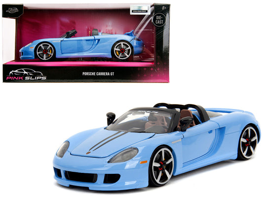 Porsche Carrera GT Convertible Blue with Black Stripes "Pink Slips" Series 1/24 Diecast Model Car by Jada by Jada