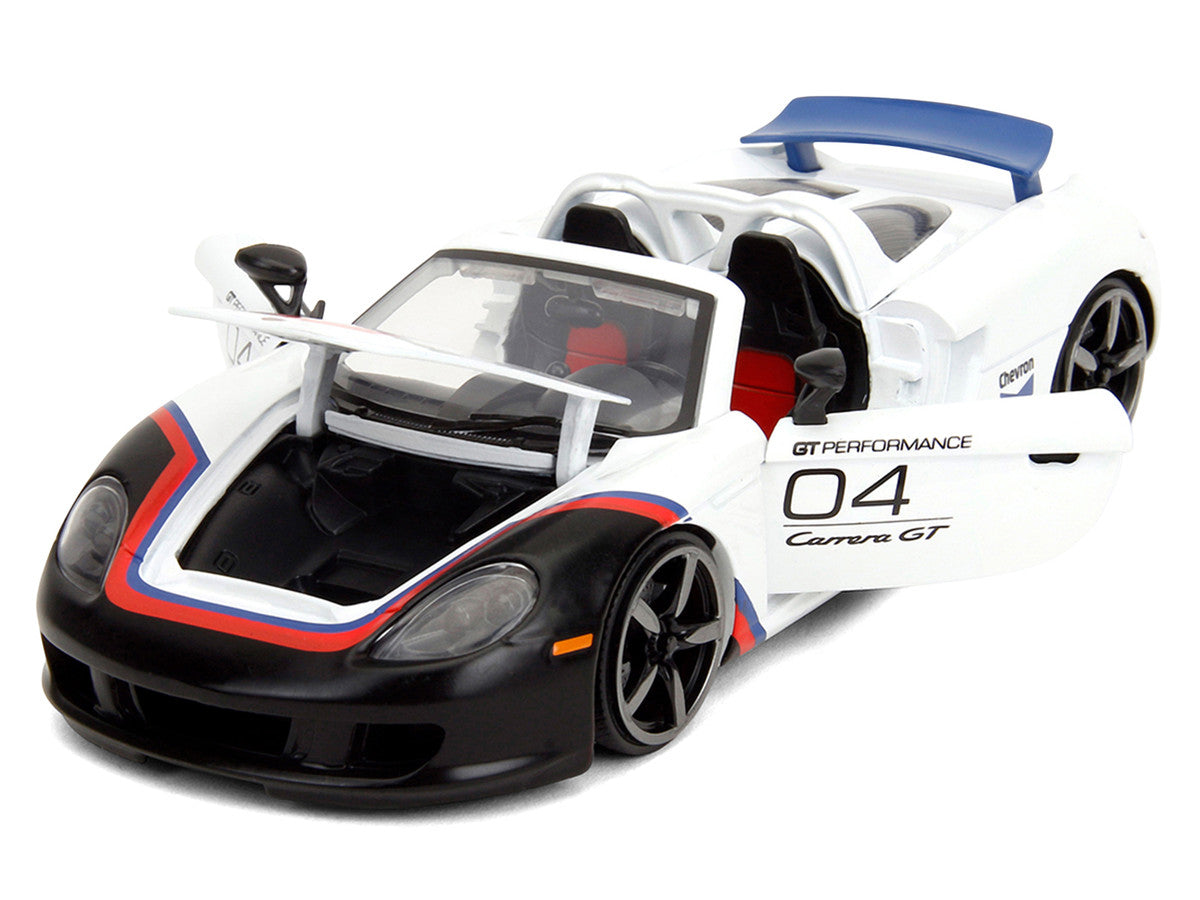 Porsche Carrera GT Convertible #04 "Chevron" White with Graphics "Hyper-Spec" Series 1/24 Diecast Model Car by Jada by Jada