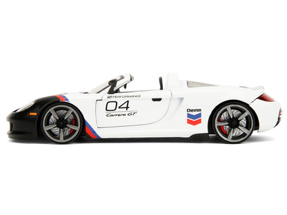 Porsche Carrera GT Convertible #04 "Chevron" White with Graphics "Hyper-Spec" Series 1/24 Diecast Model Car by Jada by Jada