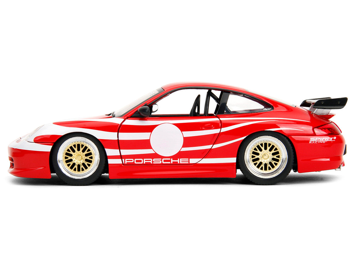 Porsche 911 GT3 (996) Red with White Graphics "Hyper-Spec" Series 1/24 Diecast Model Car by Jada by Jada