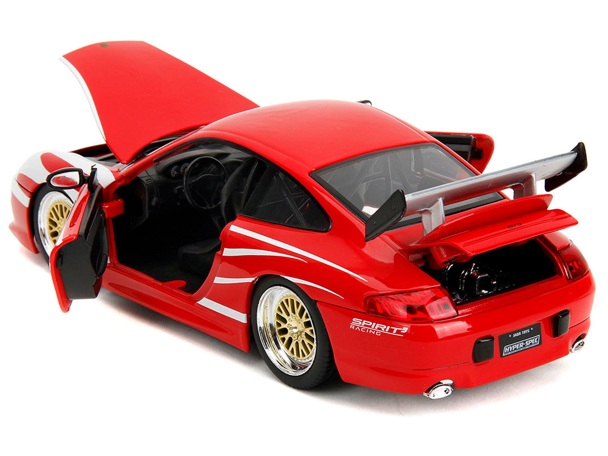 Porsche 911 GT3 (996) Red with White Graphics "Hyper-Spec" Series 1/24 Diecast Model Car by Jada by Jada