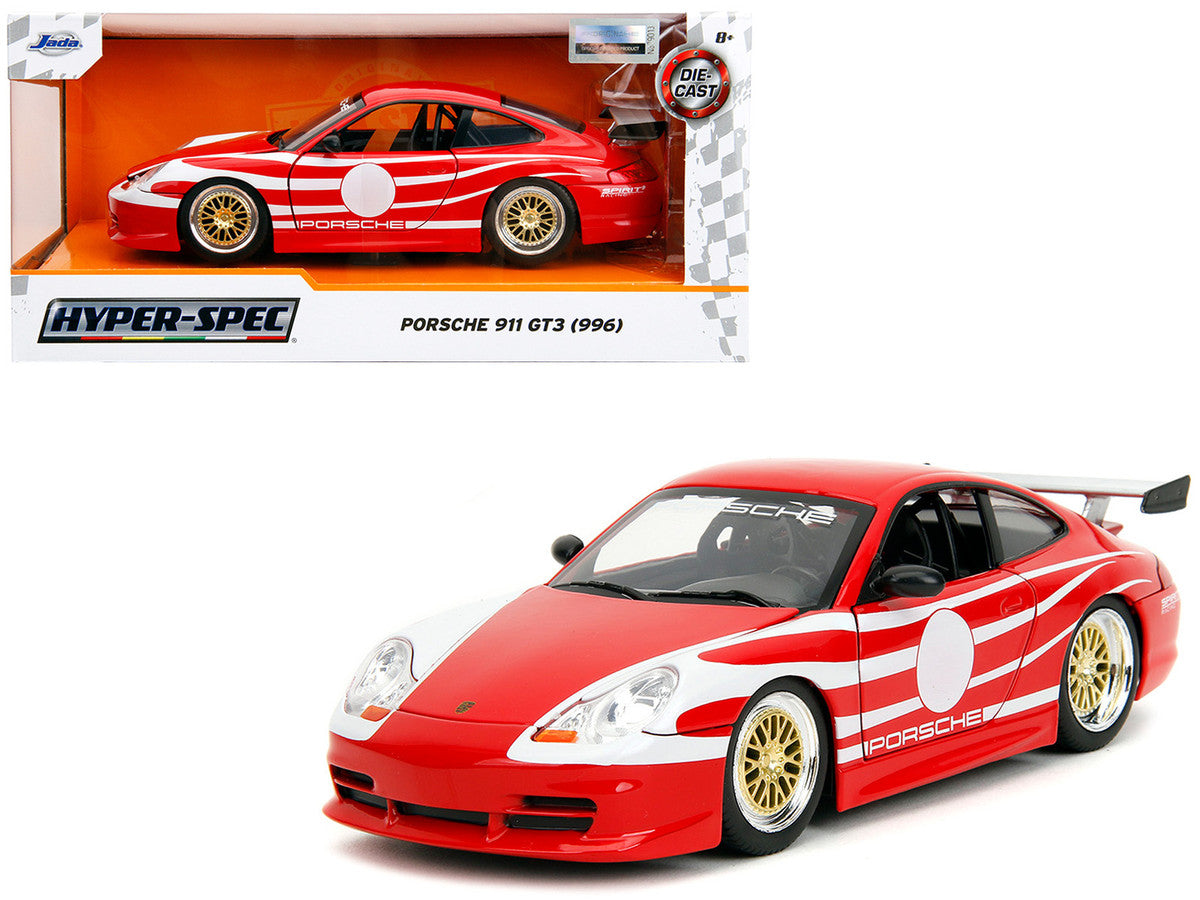 Porsche 911 GT3 (996) Red with White Graphics "Hyper-Spec" Series 1/24 Diecast Model Car by Jada by Jada
