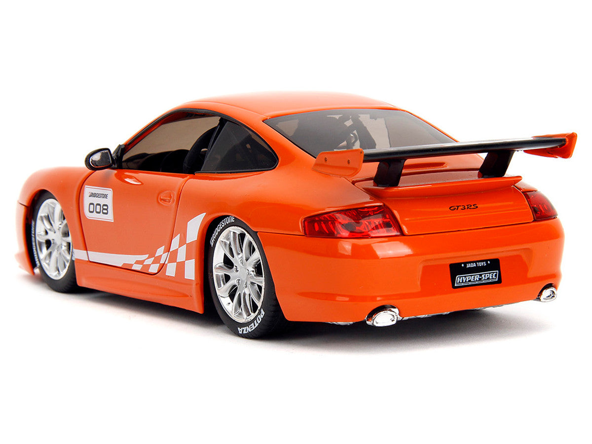 Porsche 911 GT3 RS (996) #008 "Bridgestone" Orange Metallic with White Graphics "Hyper-Spec" Series 1/24 Diecast Model Car by Jada by Jada