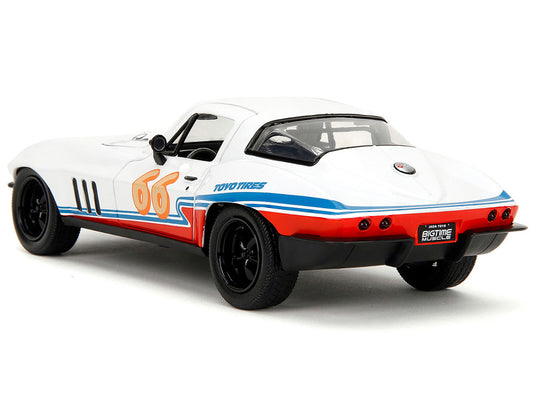1966 Chevrolet Corvette #66 "Racing Spirit" White with Graphics "Bigtime Muscle" Series 1/24 Diecast Model Car by Jada by Jada