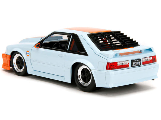 1989 Ford Mustang GT "Gulf Oil" Light Blue with Orange Stripe "Bigtime Muscle" Series 1/24 Diecast Model Car by Jada by Jada