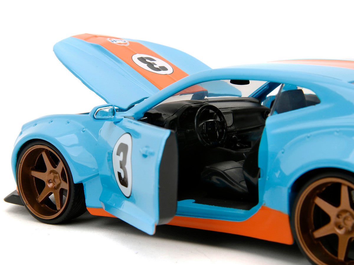 2016 Chevrolet Camaro Widebody #3 Light Blue with Orange Stripes "Gulf Oil" "Wide Body" Series 1/24 Diecast Model Car by Jada by Jada