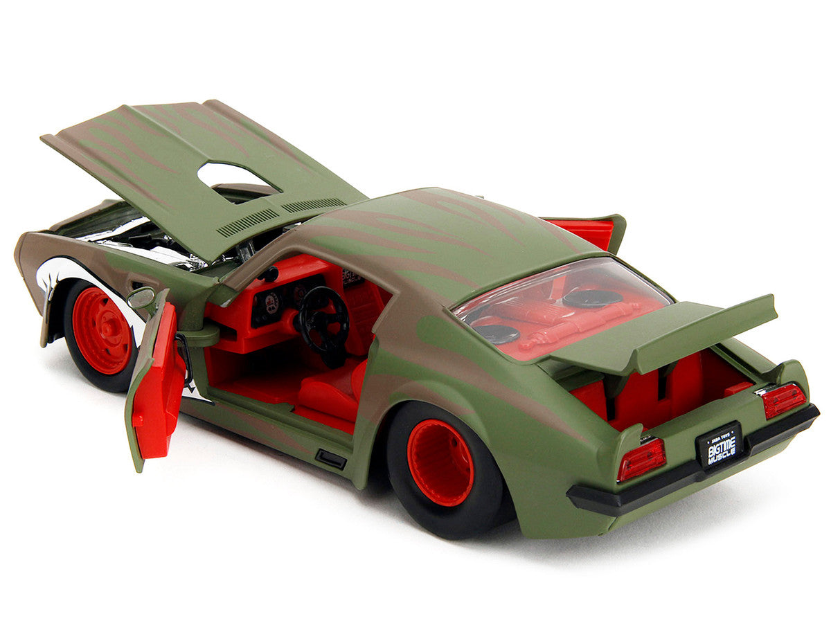 1972 Pontiac Firebird #9 Green Camouflage Flames with Graphics and Red Interior "Bigtime Muscle" Series 1/24 Diecast Model Car by Jada by Jada