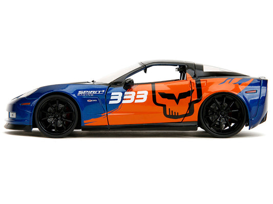 2006 Chevrolet Corvette Z06 #333 "Spirit Racing" Blue Metallic and Orange with Black Hood and Top "Bigtime Muscle" Series 1/24 Diecast Model Car by Jada by Jada