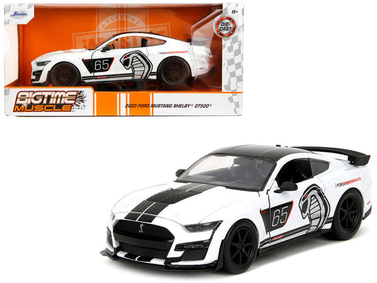 2020 Ford Mustang Shelby GT500 #65 White with Black Top and Stripes "Ford Performance" "Bigtime Muscle" Series 1/24 Diecast Model Car by Jada by Jada