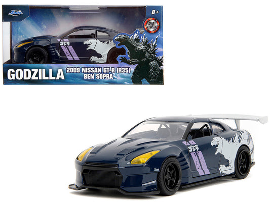 2009 Nissan GT-R (R35) Ben Sopra Dark Blue with Graphics "Godzilla" "Hollywood Rides" Series 1/32 Diecast Model Car by Jada by Jada