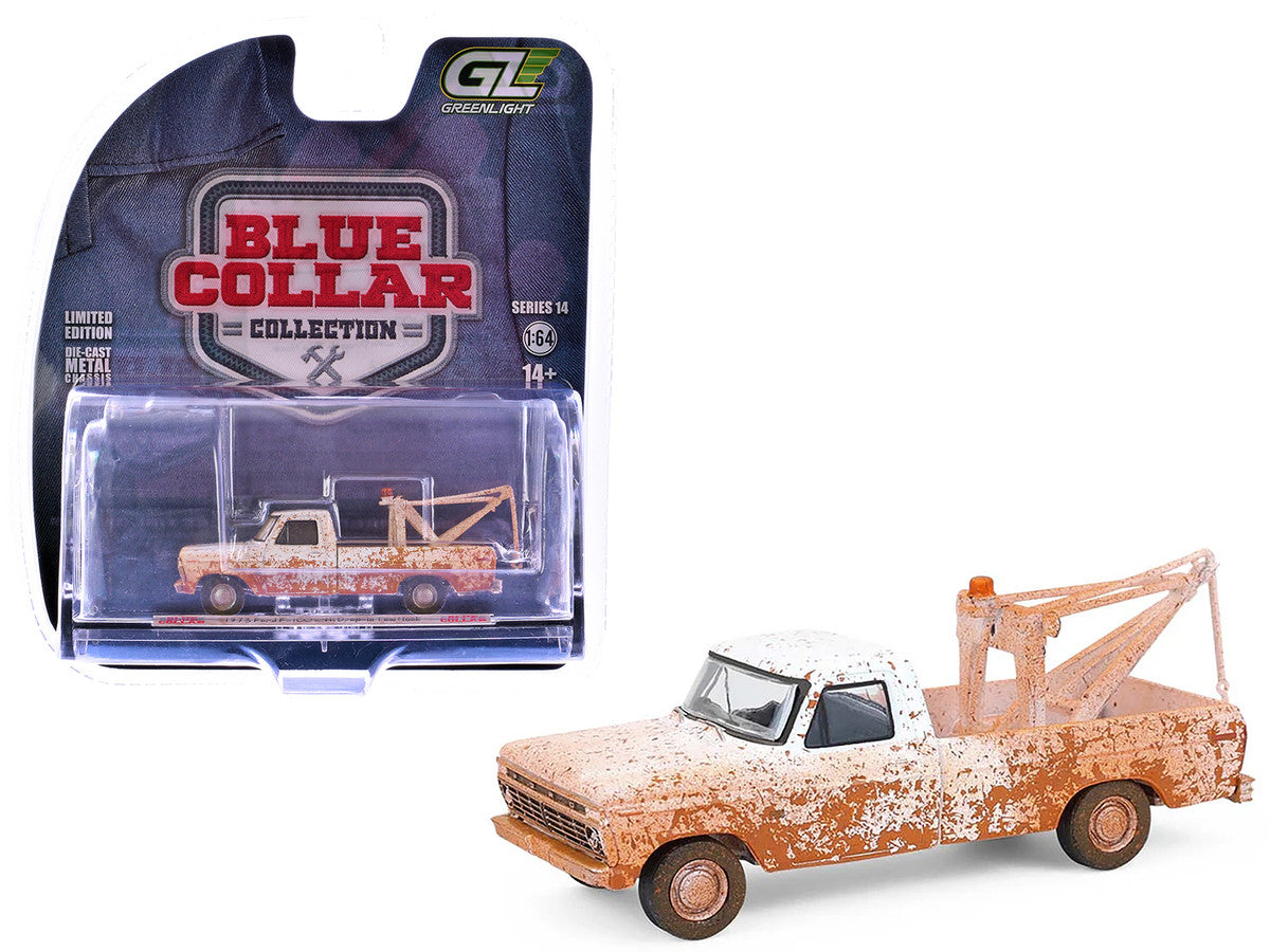 1973 Ford F-100 Tow Truck White (Weathered) "Blue Collar Collection" Series 14 1/64 Diecast Model Car by Greenlight by Greenlight