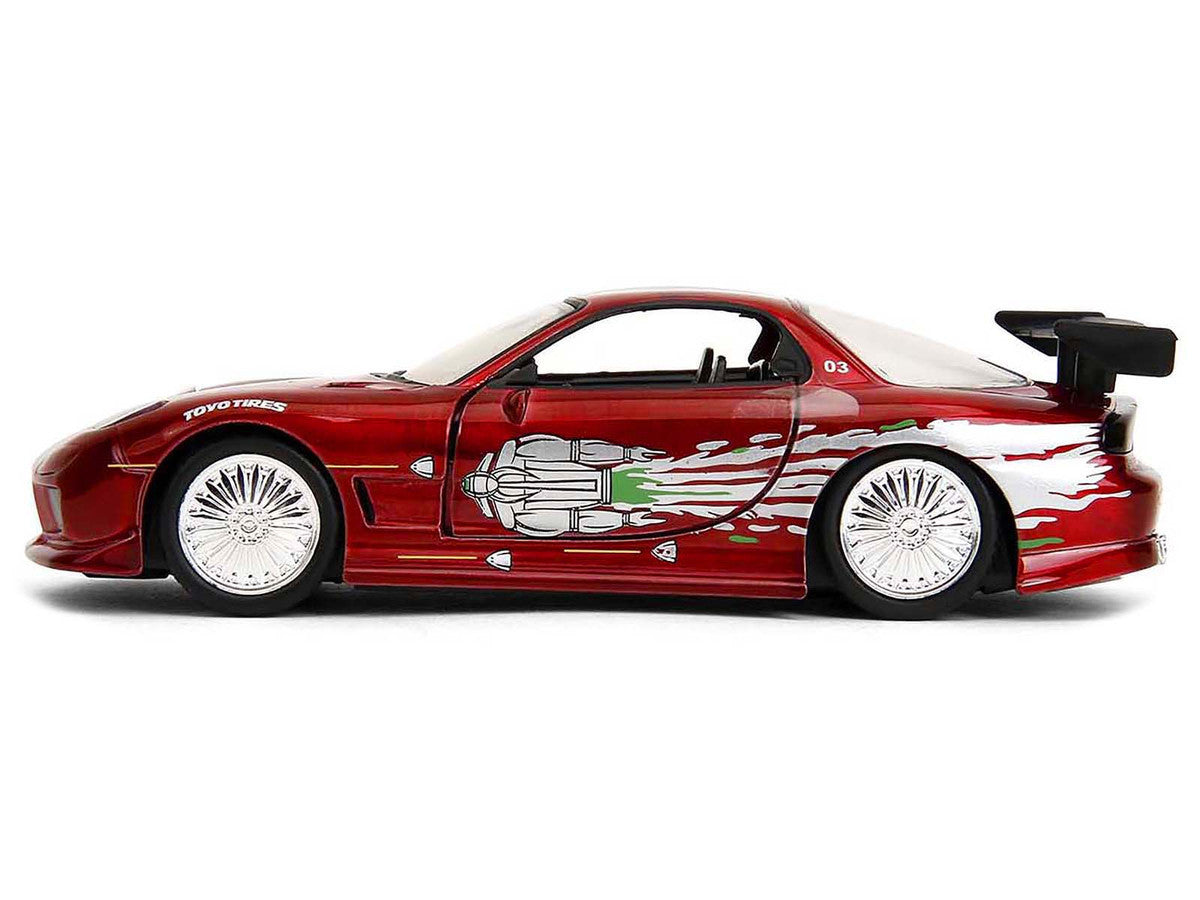 Dom's Mazda RX-7 Candy Red with Graphics "The Fast and the Furious" (2001) Movie "25 Years of Fast & Furious" Series 1/32 Diecast Model Car by Jada by Jada