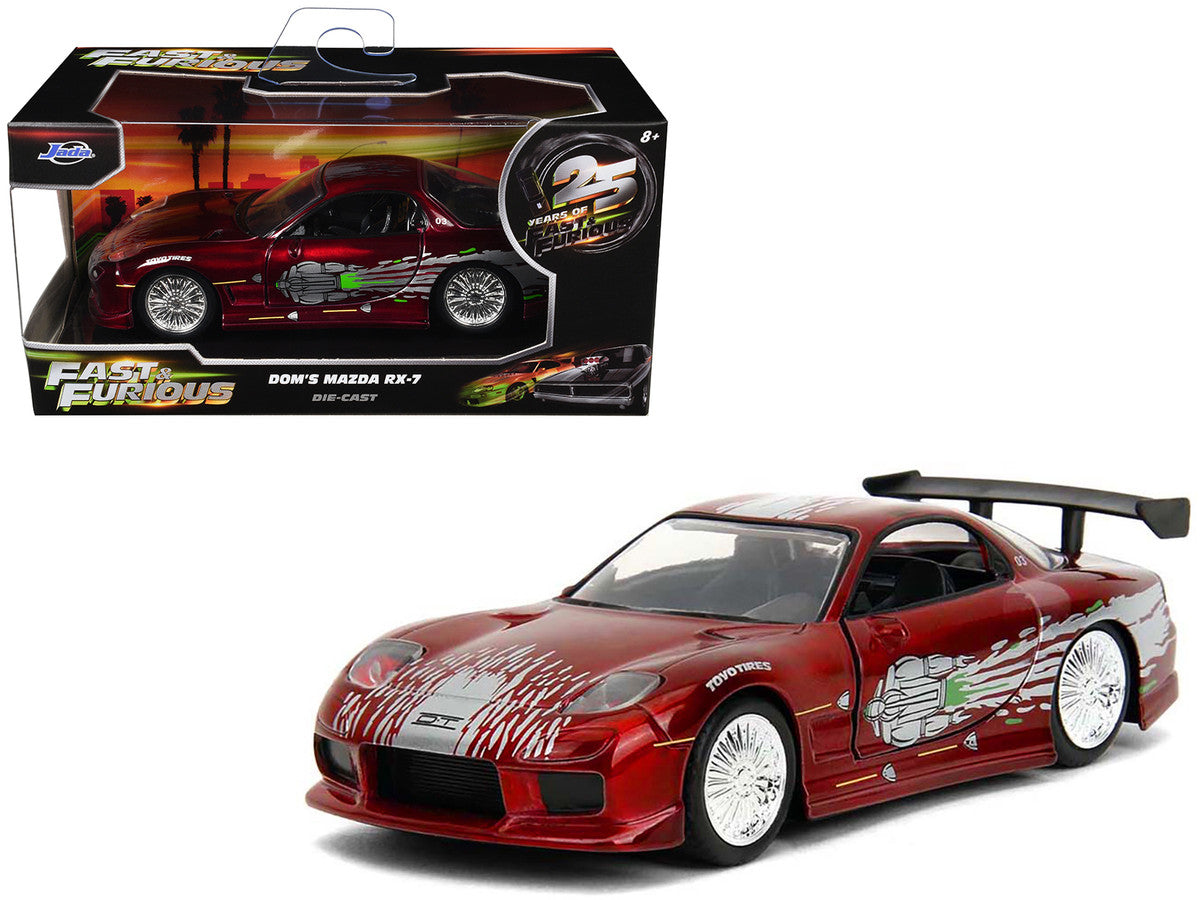 Dom's Mazda RX-7 Candy Red with Graphics "The Fast and the Furious" (2001) Movie "25 Years of Fast & Furious" Series 1/32 Diecast Model Car by Jada by Jada