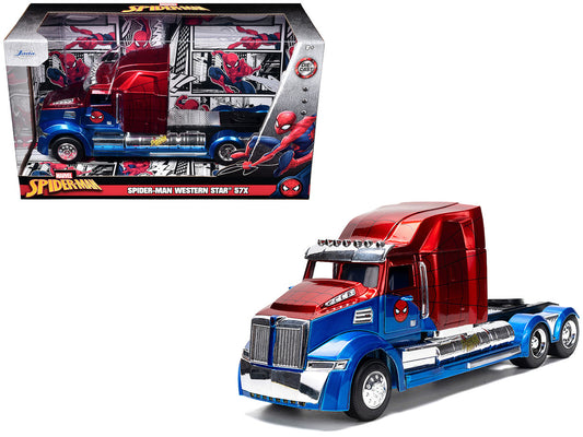 Western Star 57X Truck Tractor "Spider-Man" Blue and Red Metallic "Hollywood Rides" Series 1/24 Diecast Model by Jada by Jada