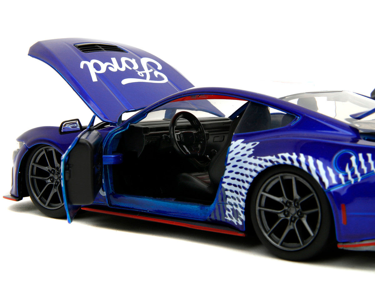 2024 Ford Mustang Dark Horse Candy Blue with White Top and "Mustang Horse Graphics" "Bigtime Muscle" Series 1/24 Diecast Model Car by Jada by Jada