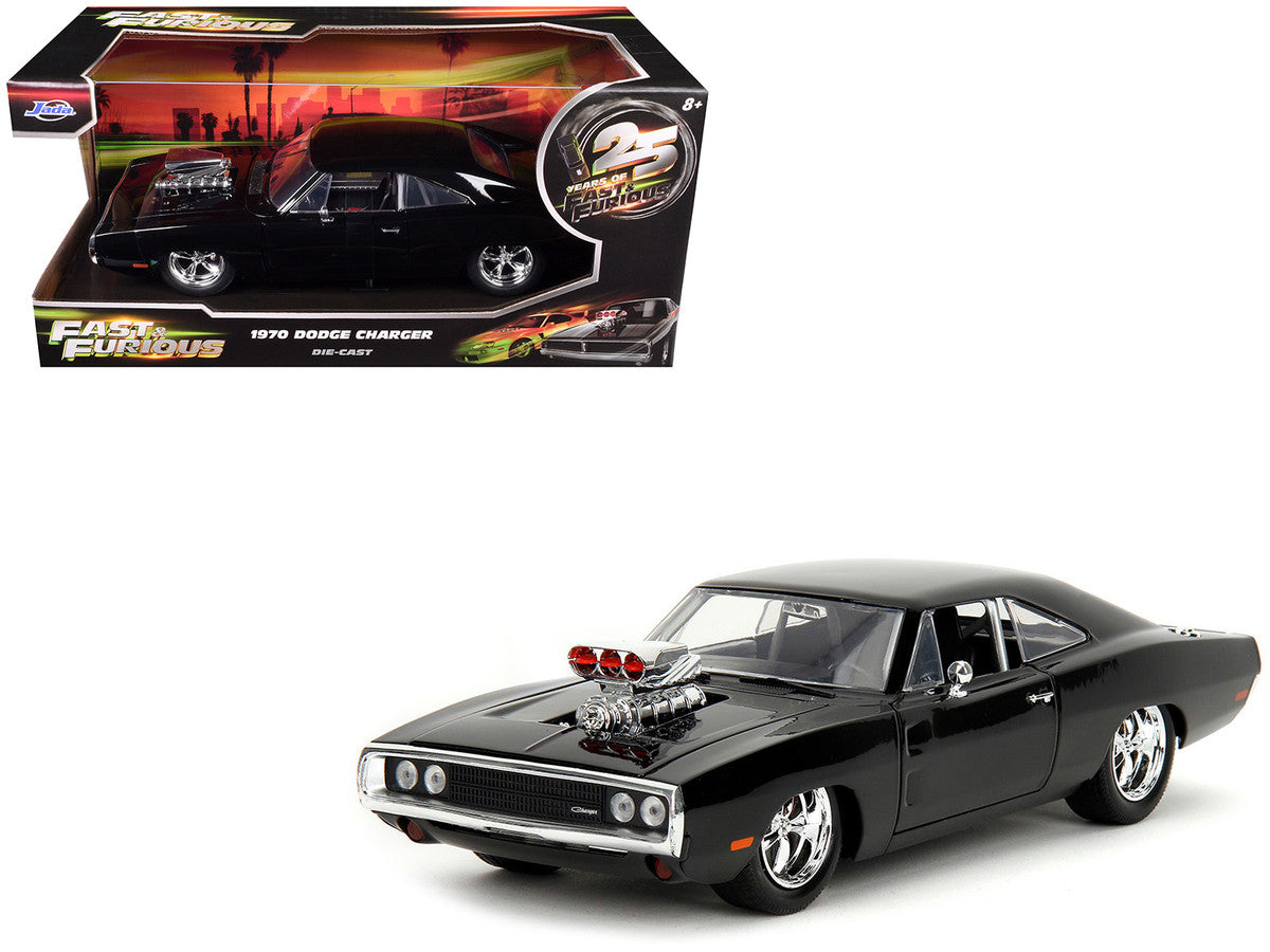1970 Dodge Charger Black with Race Interior "The Fast and the Furious" (2001) Movie "25 Years of Fast & Furious" Series 1/24 Diecast Model Car by Jada by Jada