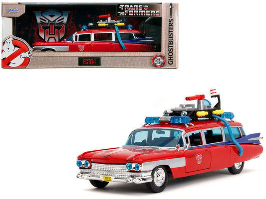 1959 Cadillac Ambulance Ecto-1 Red "Transformers" TV Series - "Ghostbusters" (1984) Movie Crossover "Hollywood Rides" Series 1/24 Diecast Model Car by Jada by Jada