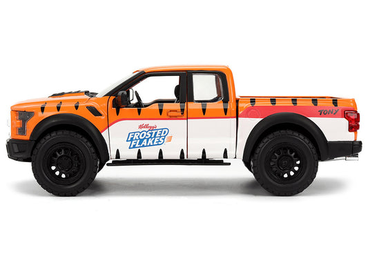 2017 Ford F-150 Raptor Pickup Truck "Frosted Flakes" Orange with Graphics and Tony the Tiger Diecast Figure "Hollywood Rides" Series 1/24 Diecast Model Car by Jada by Jada