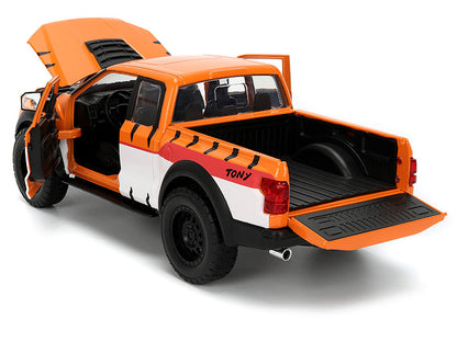 2017 Ford F-150 Raptor Pickup Truck "Frosted Flakes" Orange with Graphics and Tony the Tiger Diecast Figure "Hollywood Rides" Series 1/24 Diecast Model Car by Jada by Jada