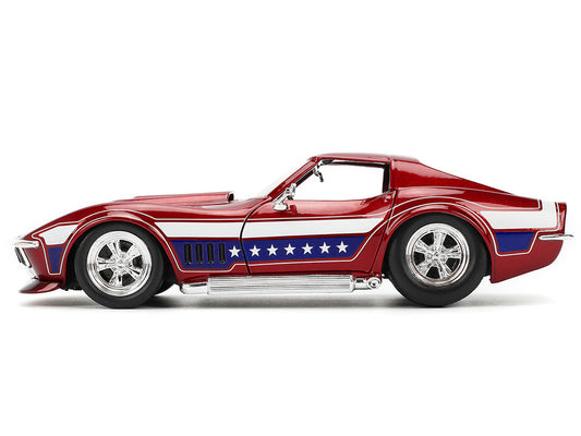 1969 Chevrolet Corvette Stingray ZL1 Red Metallic with Stars and Stripes Graphics "Bigtime Muscle" Series 1/24 Diecast Model Car by Jada by Jada