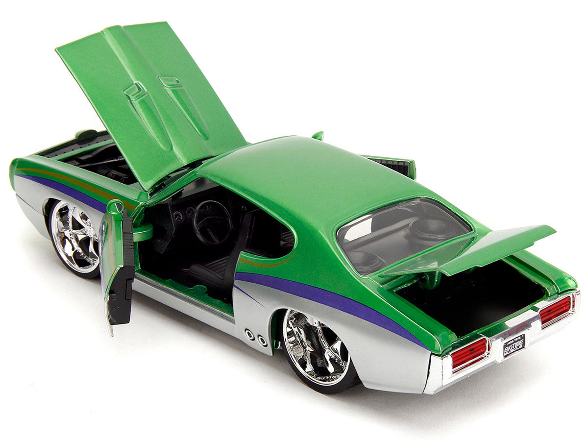 1969 Pontiac GTO Judge Green Metallic and Silver with Stripes "Bigtime Muscle" Series 1/24 Diecast Model Car by Jada by Jada