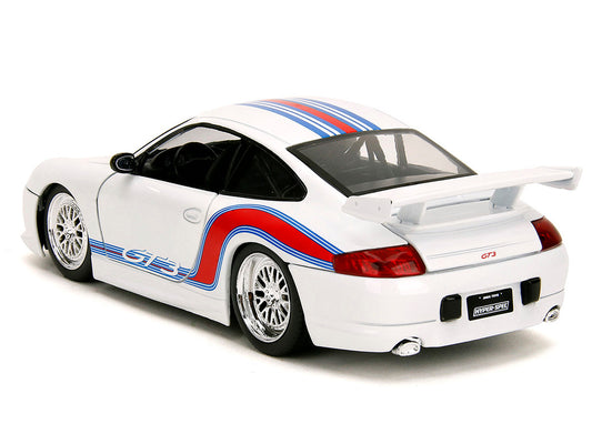 Porsche 911 GT3 (996) White with Red and Blue Stripes "Hyper-Spec" Series 1/24 Diecast Model Car by Jada by Jada
