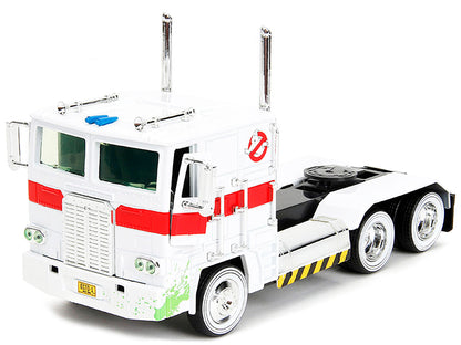 G1 Autobot Optimus Prime Truck White with Robot on Chassis from "Transformers" TV Series - "Ghostbusters" (1984) Movie Crossover "Hollywood Rides" Series 1/24 Diecast Model by Jada by Jada