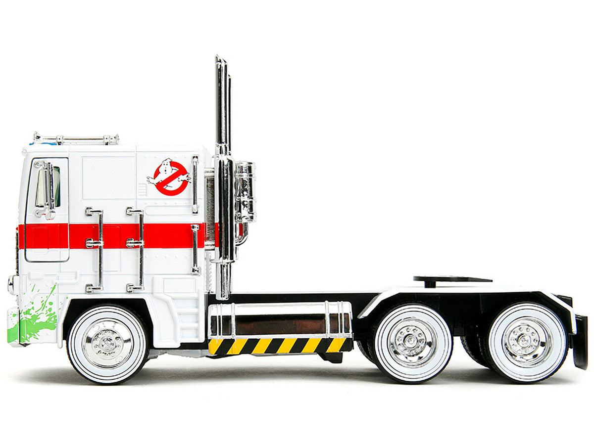 G1 Autobot Optimus Prime Truck White with Robot on Chassis from "Transformers" TV Series - "Ghostbusters" (1984) Movie Crossover "Hollywood Rides" Series 1/24 Diecast Model by Jada by Jada