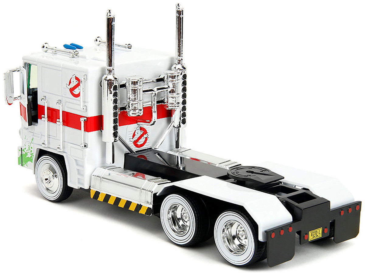 G1 Autobot Optimus Prime Truck White with Robot on Chassis from "Transformers" TV Series - "Ghostbusters" (1984) Movie Crossover "Hollywood Rides" Series 1/24 Diecast Model by Jada by Jada