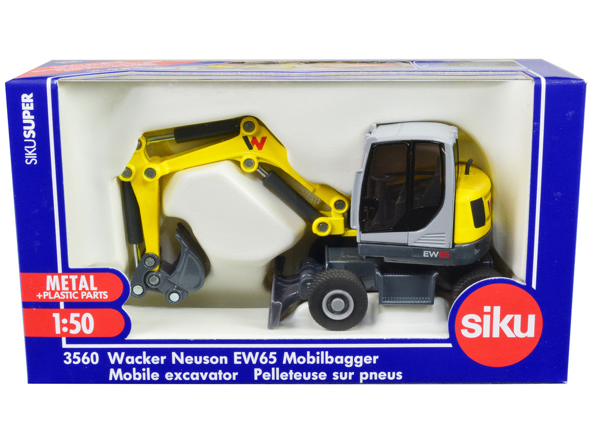 Wacker Neuson EW65 Mobile Excavator Yellow and Gray 1/50 Diecast Model by Siku by SIKU