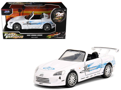 2001 Honda S2000 Convertible White with Graphics "Fast & Furious Remix - 25th Anniversary" Series 1/32 Diecast Model Car by Jada by Jada
