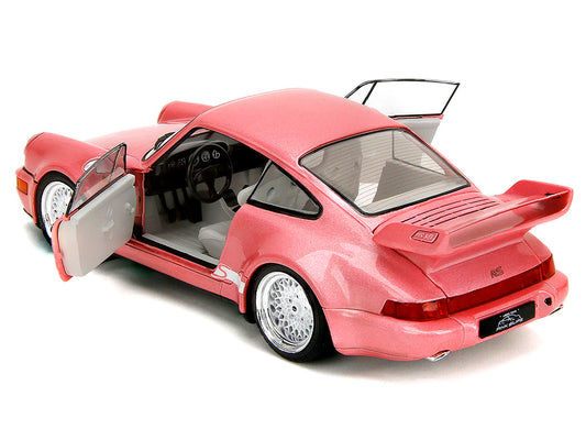 Porsche 911 Carrera RS (964) Pink Metallic with White Stripes "Pink Slips" Series 1/18 Diecast Model Car by Jada by Jada