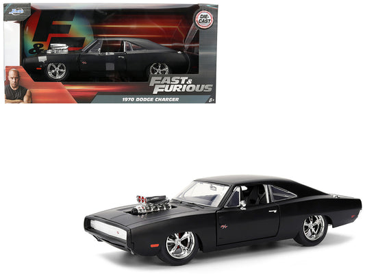 1970 Dodge Charger R/T Matt Black "Fast & Furious" (2009) Movie "Fast & Furious" Series 1/24 Diecast Model Car by Jada by Jada