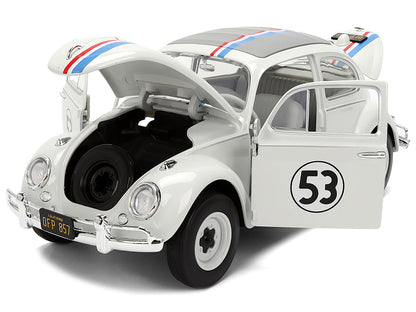 Volkswagen Beetle #53 "Herbie" White with Stripes "The Love Bug" (1968) Movie with Extra Wheels 1/24 Diecast Model Car by Jada by Jada