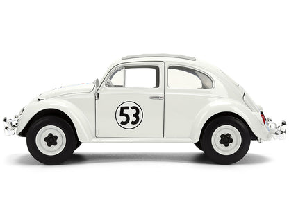 Volkswagen Beetle #53 "Herbie" White with Stripes "The Love Bug" (1968) Movie with Extra Wheels 1/24 Diecast Model Car by Jada by Jada
