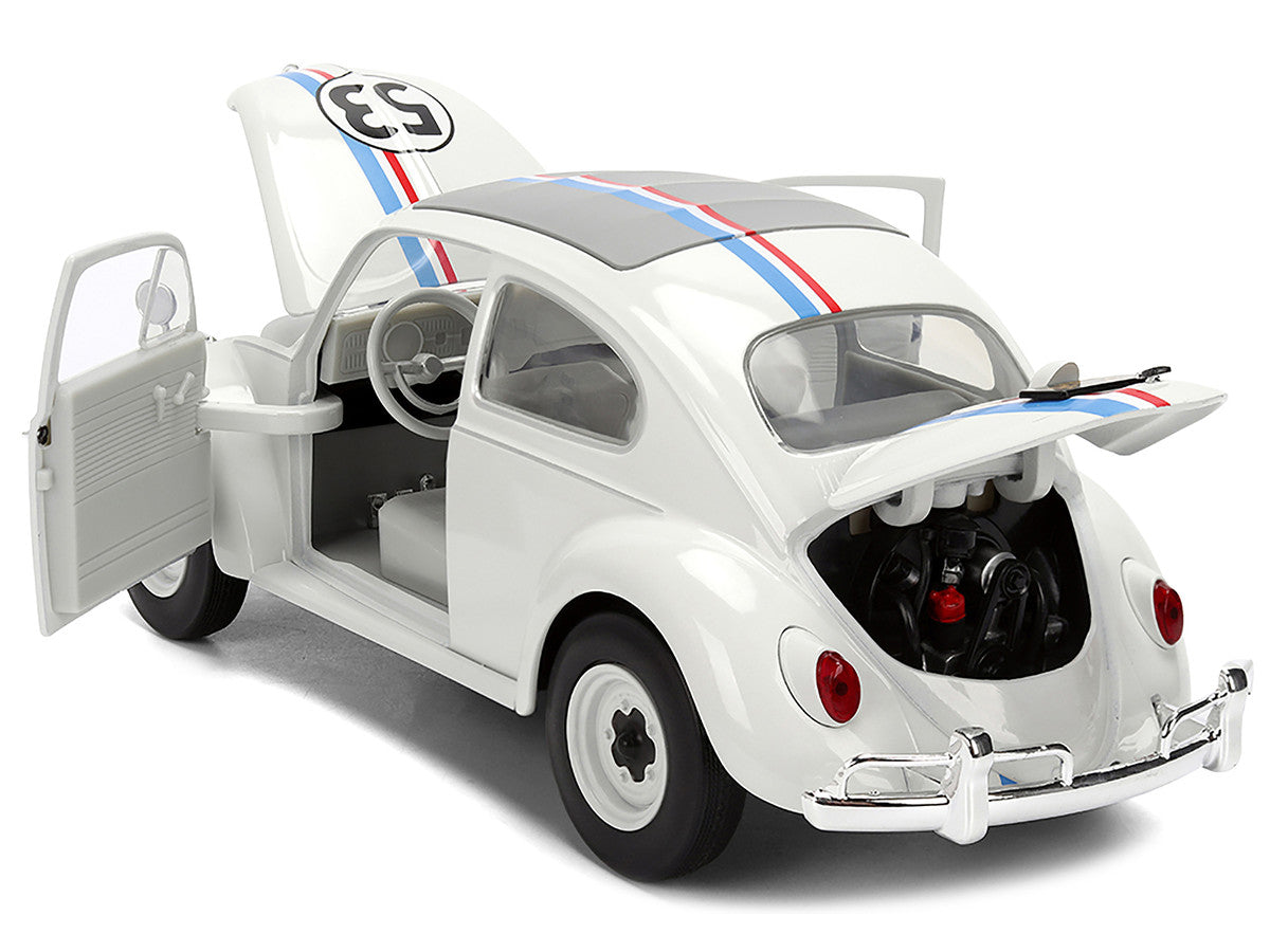 Volkswagen Beetle #53 "Herbie" White with Stripes "The Love Bug" (1968) Movie with Extra Wheels 1/24 Diecast Model Car by Jada by Jada